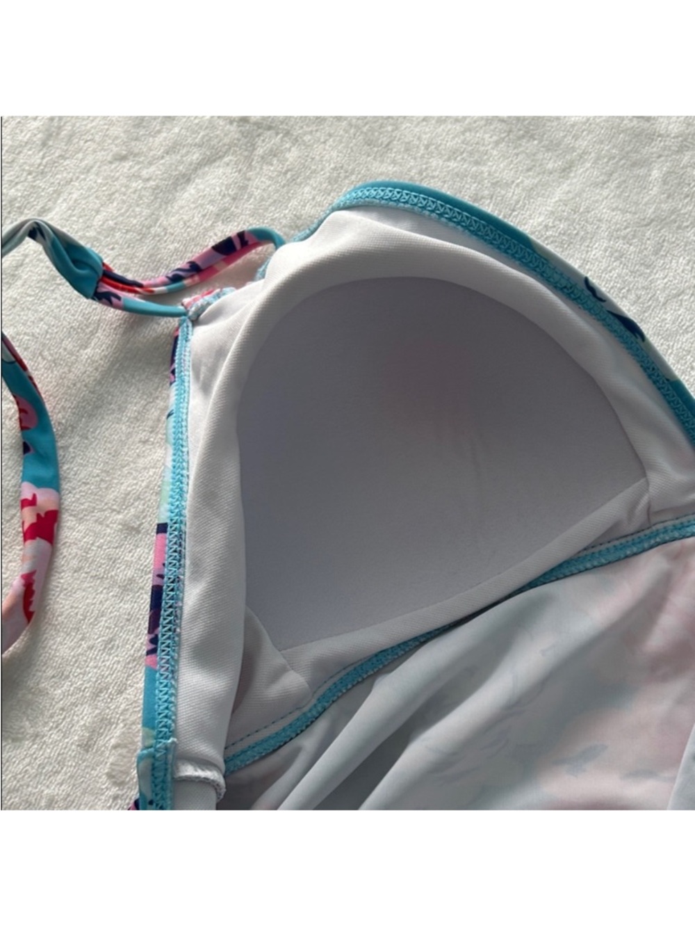 Floral Halter Tankini Top - Teal Pink - Picture 5 of 7